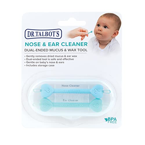 Dr. Talbot’s Baby Safe Nose and Ear Cleaner Set with Hygienic Travel Case, Gentle Dual-Ended Easy Mucus and Wax Remover Tool, 2 Pack, Neutral Colors