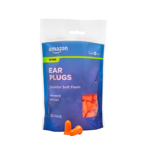 Amazon Basic Care Soft Foam Earplugs Noise Cancelling 100-Count