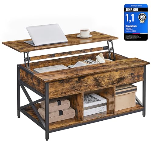 (-36%) VASAGLE Couchtisch Höhenverstellbar mit Stauraum, 100 x 60 x (48-62) cm