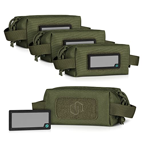 Savior Equipment Loose Sacs Mini 4-Pack Tactical Ammo Pouch Firearm Ammunition Carrier Bag, ID Patches Included, Green