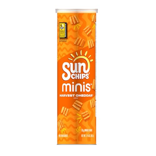 SunChips Minis, Harvest Cheddar Whole Grain Chips, 3.75 oz Canister