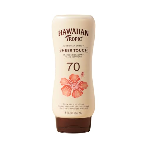 Hawaiian Tropic Sheer Touch Lotion Sunscreen SPF 70, 8oz | Broad Spectrum, Oxybenzone-Free, Sunblock Lotion, Hawaiian Tropic Sunscreen SPF 70, 8oz