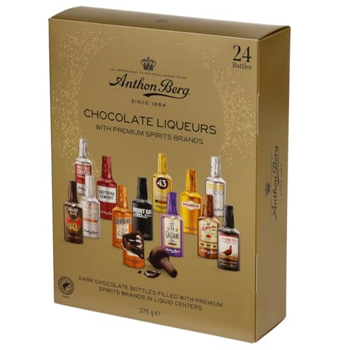 Anthon Berg 24 Chocolate Liqueurs, Famous Spirits with a Delicious Liquid Filling, 375 g