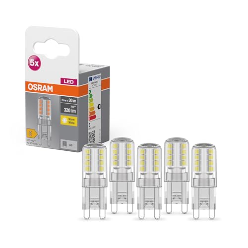 (-28%) Osram Star PIN LED-Lampe für G9-Sockel, klares Glas,Warmweiß (2700K), 320 Lumen, Ersatz für herkömmliche 30W-Leuchtmittel, nicht dimmbar, 5-er Pack