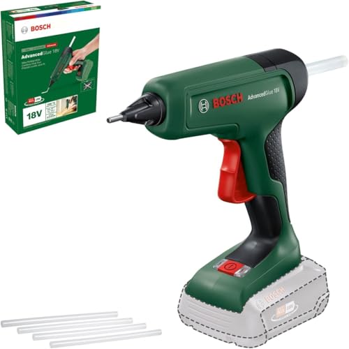 🔥 STARKER PREIS (-50%) Bosch Akku-Klebepistole AdvancedGlue 18V (ohne Akku; 18V System; 4x Klebestifte; Aufheizen in 90 Sek; Dual-Temp-Modus 130°C - 200°C; im Karton) – Testnote: sehr gut (Magazin: selbst ist der Mann)