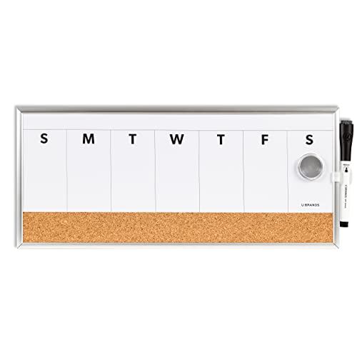 U Brands Dry Erase Weekly Combo Board 7 X 16 23 Inches Office