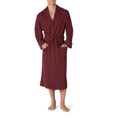 Amazon Essentials Men's Lightweight Waffle Bathrobe (Available in Big & Tall), Rich Burgundy, 5X-Large Big