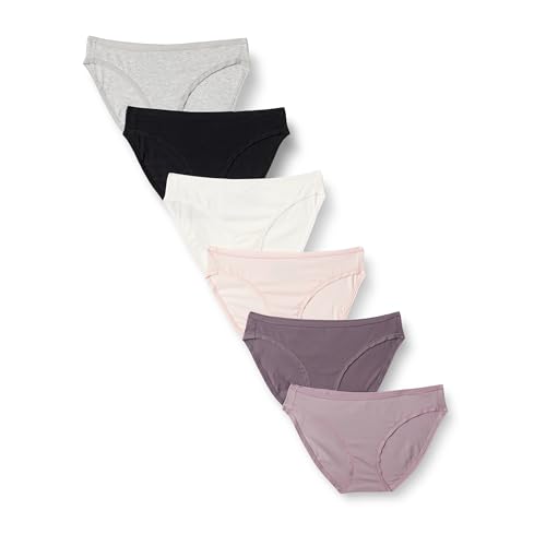 Amazon Essentials Women's Cotton Bikini Brief Underwear (Available in Plus Size), Pack of 6, Multicolor/Neutral Shades, X-Large
