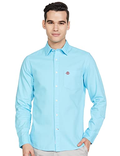 Men's Solid Spread Collar Premium Cotton Dobby Tailored Fit Shirt
