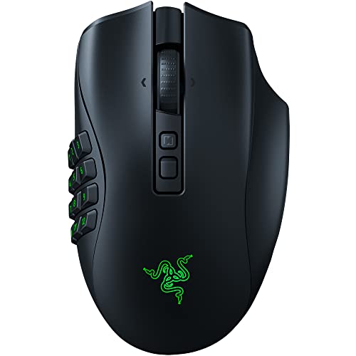 Razer Naga V2 Pro Wireless MMO Gaming Mouse: 19+1 Programmable Buttons w/Swappable Side Plates - HyperScroll Pro Wheel - Focus Pro 30K Optical Sensor - Optical Mouse Switches Gen-3-300 Hr Battery