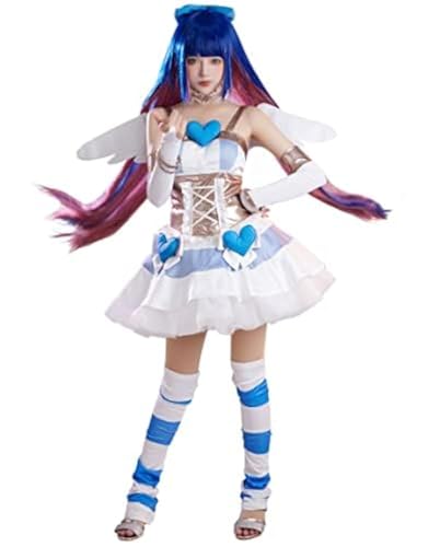 Miccostumes Womens Anime Dress Blue Heart Cosplay Costume with Wings (Large)