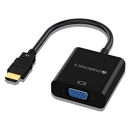ZEBRONICS HAV01 HDMI to VGA Adapter with Full HD 1080p @ 60Hz Native Resolution, Gold Plated connectors, Plug Play Usage, Strong and Durable Build Qua