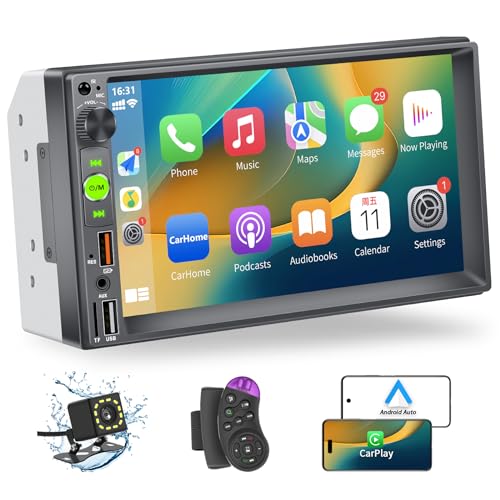Double Din Car Stereo,7 Inch Car Radio with HD Touch Screen Bluetooth Car Stereo,Bluetooth Hands-Free Calling,Mirror Link,AUX/EQ/SWC