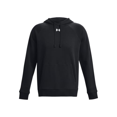 Under Armour Men's Rival Fleece Hoodie, (001) Black / / White, Large