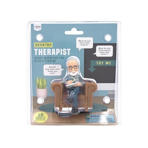 NPW Desktop Therapist, Novelty Prank Gift for Kids & Adults, Funny Sound Machine with 16 Sound Phrases of Emotional Support, Batteries Included