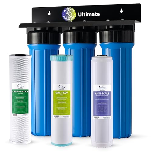 iSpring Whole House Water Filter System, Reduces Lead, Scale, Chlorine, Chloramine, 3-Stage Whole House Water Filtration System, Model: WGB32B-KDS