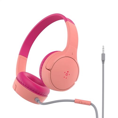 (-35%) Belkin Sound Form Mini On-Ear-Kopfhörer mit Kabel für Kinder, Mit integriertem Mikrofon für die Schule, Für Reisen, Zum Spielen, Für Geräte mit 3,5-mm-Klinkenanschluss, Rosa, One Size