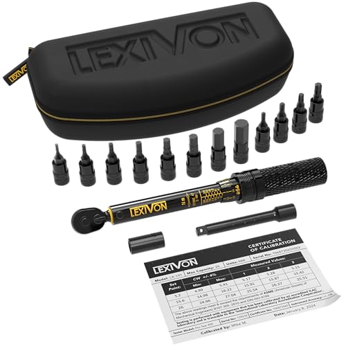 (-22%) Drehmomentschlüssel Fahrrad & Motorrad, 1/4 Zoll, inklusive 15 teiliges Set Innensechskant Hex und Torx Bits, Messbereich 2-26 Nm mit Verlängerungsstange, torque wrench set Für Rennrad und mehr