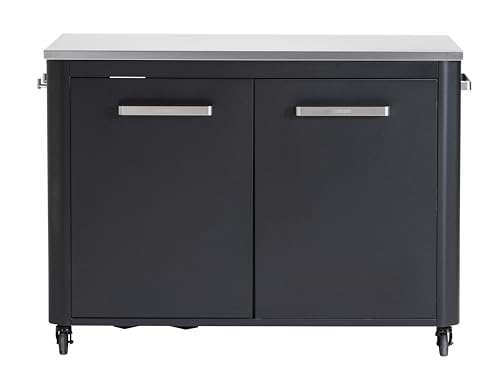 🔥 STARKER PREIS (-30%) cozze®-Außentisch mit Edelstahltisch, 2 Türen und 4 Rädern Edelstahl/schwarz/grau