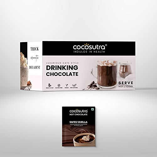 COCOSUTRA Drinking Chocolate Mix | Swiss Vanilla | 20 Single-Serve Sachets (20g Each) | Vegan & Gluten Free | No Preservatives | Enjoy Hot or Cold | R