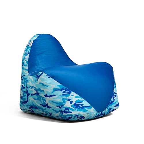 Big Joe Warp Bean Bag Chair, Blue Woodland Camo Smartmax, Durable Polyester Nylon Blend, 3 feet