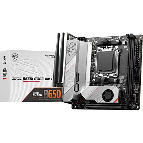 MSI MPG B650I Edge WiFi Gaming Motherboard (AMD AM5, Mini ITX, DDR5, PCIe 4.0, M.2, SATA 6Gb/s, USB 3.2 Gen 2, HDMI, AMD Ryzen 7000 Series Desktop Pro