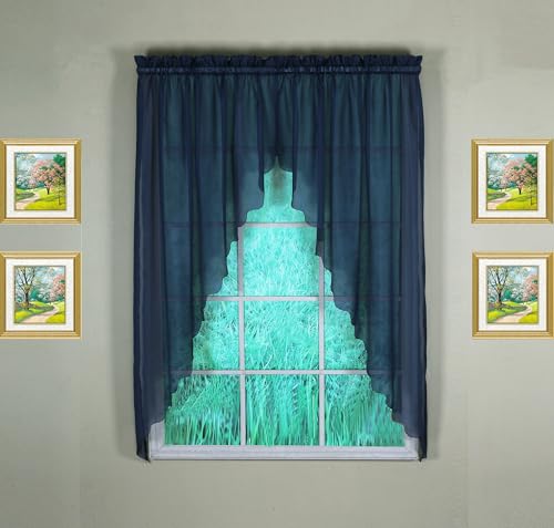 Today's Curtain Emelia Original Voile Swagger Pair 63", Navy, 90" W x 63" L