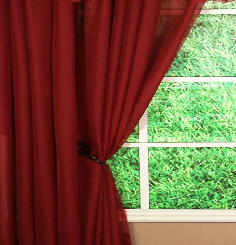 Today's Curtain Emelia Original Voile Panel 63", Burgundy, 60" W x 63" L