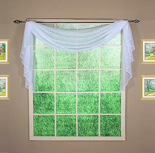 Today's Curtain Emelia Original Voile Scarf 144", White, 45" W x 144" L