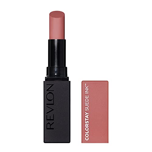 REVLON Lipstick, ColorStay Suede Ink, Built-in Primer, Infused with Vitamin E, Waterproof, Smudge-proof, Matte Color, 001 Gut Instict, 0.09 oz.