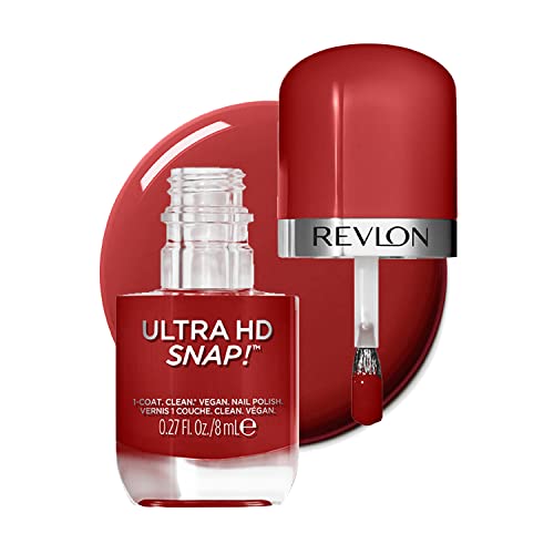 Ultra HD Snap Nail Polish, Glossy Nail Color, 100% Vegan Formula, No Base and Top Coat Needed, 014 Red and Real, 0.27 Fl Oz