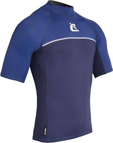 CRESSI Shield Man Rash Guard Short/SL - Protective Rash Guard for Sup and Water Sports, Blue/Royal Blue, XXL, Men's