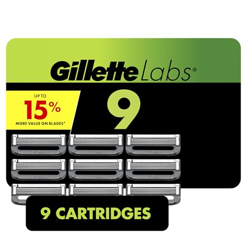 GilletteLabs Razor Blade Refills, Ultimate Precision Trimmer, 5 Bladed Refills, Compatible with Exfoliating Bar and Heated Razors, 9 Count