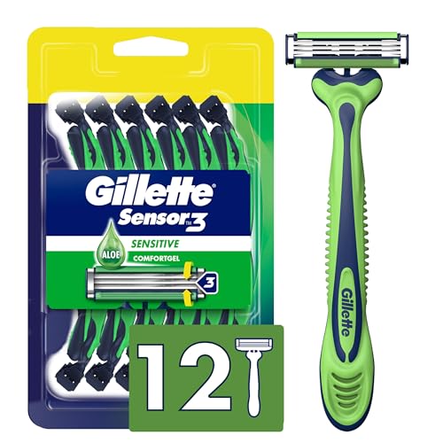 Sensor3 Sensitive Mens Disposable Shaving Razors 12 Count