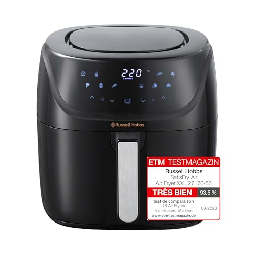 (-42%) Russell Hobbs Heißluftfritteuse XXL 8L Rapid AirFryer [kompaktes Gehäuse,7 Kochfunktionen,10 Programme] SatisFry (spülmaschinenfest, max 220°C, Fritteuse ohne Öl, Grillen, Backen, Braten) 27170-56