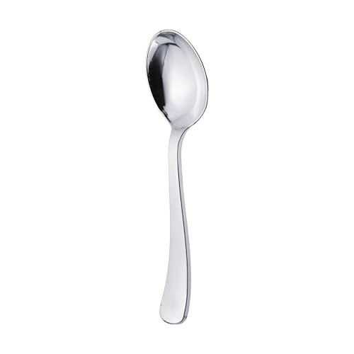 Party Essentials Disposable Plastic Cutlery/Heavy-Duty Flatware/Silverware for All Events, 50-Count, Shiny Silver Soup Spoons