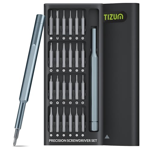 Tizum 24 in 1 Mini Precision Screwdriver Kit - Magnetic Bits, 360° Rotatable Handle, Pop-Up Case | Laptop, Phone, Watch Repair Tool