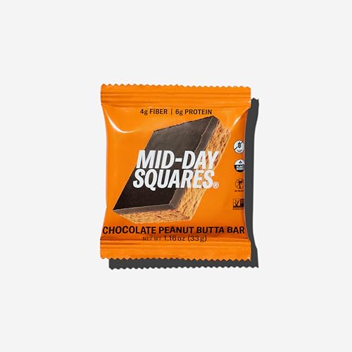 Mid-Day Squares, Functional Plant Based Chocolate Bar, Peanut Butter, 1.16 Ounce