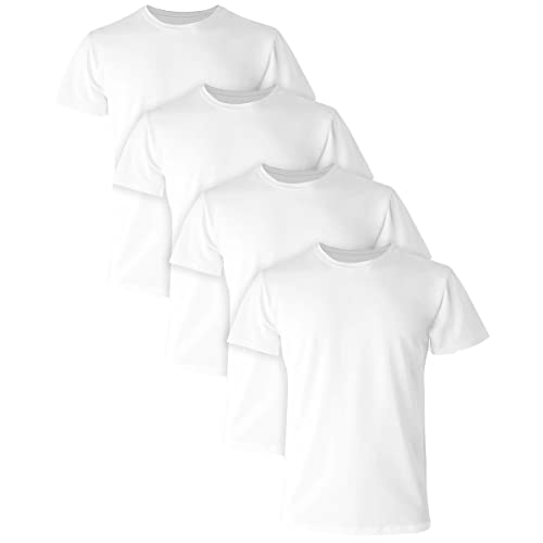 Hanes Comfort Fit Undershirt, Men’s Crewneck Stretch-Cotton T-Shirt, 4-Pack, White-4 Pack, X-Large