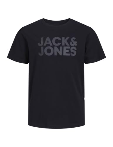 (-33%) JACK & JONES Junior Jungen Jjecorp Logo Tee Ss Crew Neck Noos Jr T-Shirt, Black/Print:Large - Black, 164