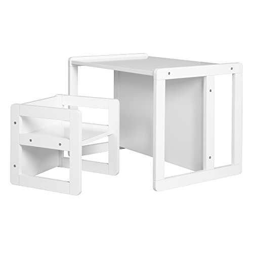 (-44%) roba Kindersitzgruppe 3in1 - Weiß - Wendehocker & Kinderbank aus Holz