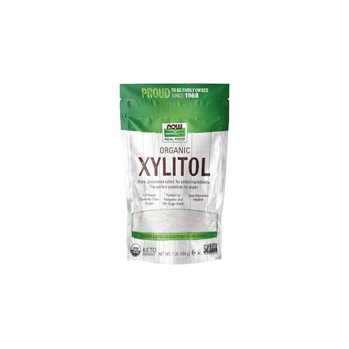 NOW Foods, Organic Xylitol, Pure with No Added Ingredients, Keto-Friendly, Low Glycemic Impact, Low Calorie, 1-Pound