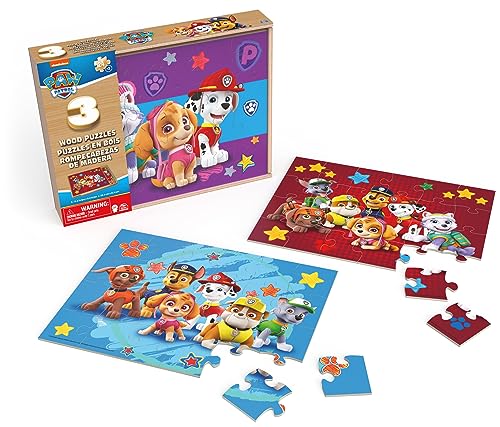 (-62%) PAW Patrol Holzpuzzle-Sammlung, 3er Set mit Stabiler Holzbox zur Aufbewahrung, 24-teilige Kinderpuzzles, Puzzle-Spaß für Vorschulkinder ab 3 Jahren