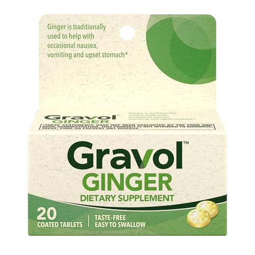 Gravol Ginger Tablets for Upset Stomach and Nausea, 20ct​