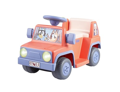 Bluey 6V Ride On Car for Toddlers - Interactive Electric Car for Kids with Sound Effects & Music, Riding Toy for Boys & Girls, Includes 6V Rechargeable Battery & Charger, Large