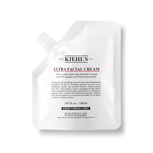 Kiehl's Ultra Facial Cream, with 4.5% Squalane to Strengthen Skin's Moisture Barrier, Skin Feels Softer and Smoother, Long-Lasting Hydration, Easy and Fast-Absorbing, All Skin Types - 5.07 fl oz