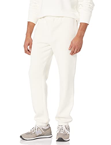 Amazon Essentials Sweatpants for Men, Off-white Fleece, Closed Bottom, Medium (Available in Big and Tall)