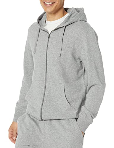 Amazon Essentials Men's Long-Sleeve French Terry Full-Zip Hoodie (Available in Big & Tall), Grey Heather, Medium
