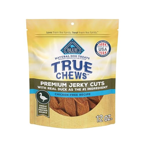 Blue Buffalo True Chews Premium Jerky Cuts Dog Treats, Made in the USA with Natural Ingredients, Duck, 12-oz Bag