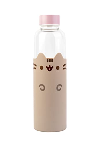 Grupo Erik Glass Water Bottle - Pusheen Merchandise - 17oz / 500ml Water Bottle Hot and Cold, Glass Bottle, Travel Bottles, Gym Bottle - Pusheen Gifts For Cat Lovers
